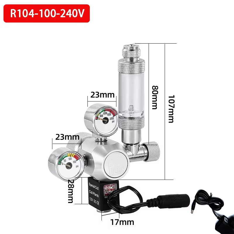 DIY Aquarium CO2 Regulator Solenoid Valve Kit Check Valve Fish Tank CO2 Control Pressure System Cylinder Pressure Reducing Valve