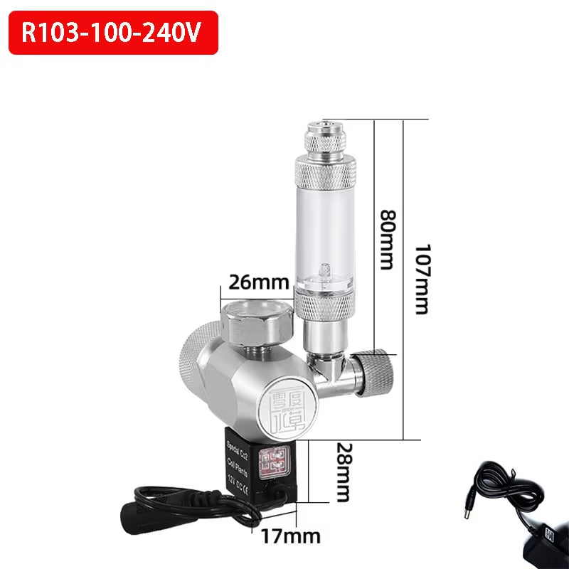 DIY Aquarium CO2 Regulator Solenoid Valve Kit Check Valve Fish Tank CO2 Control Pressure System Cylinder Pressure Reducing Valve