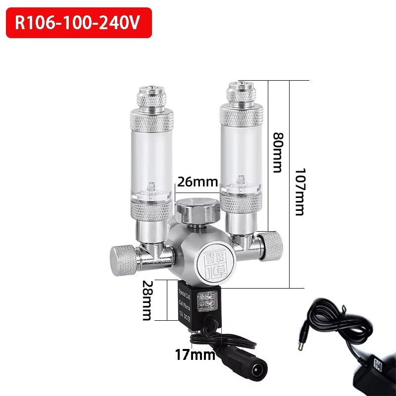 DIY Aquarium CO2 Regulator Solenoid Valve Kit Check Valve Fish Tank CO2 Control Pressure System Cylinder Pressure Reducing Valve