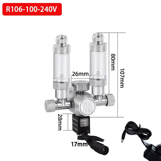 DIY Aquarium CO2 Regulator Solenoid Valve Kit Check Valve Fish Tank CO2 Control Pressure System Cylinder Pressure Reducing Valve