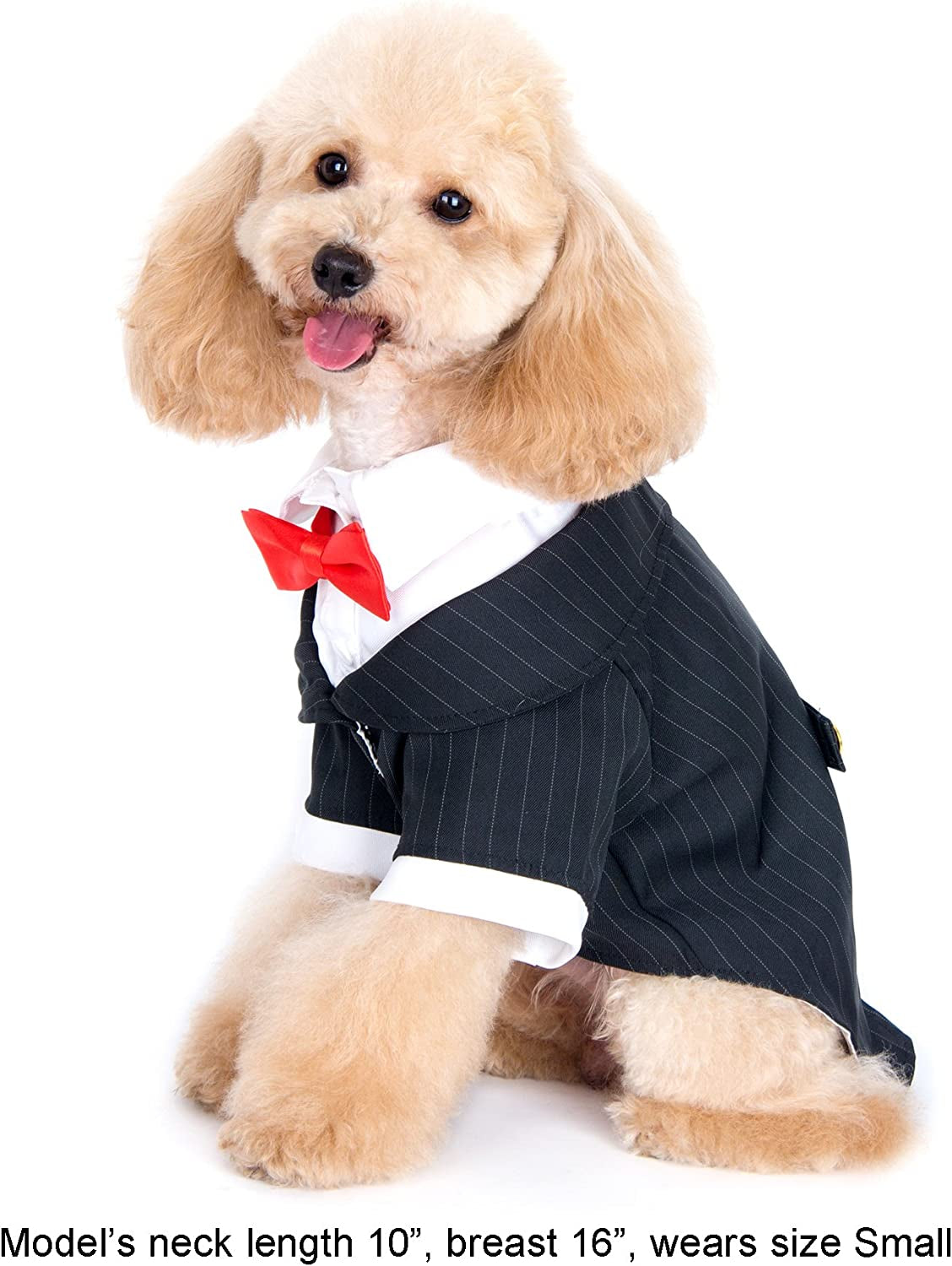 Pet - Oscar Formal Tuxedo with Black Tie and Red Bow Tie - Color: Black, Size: Small